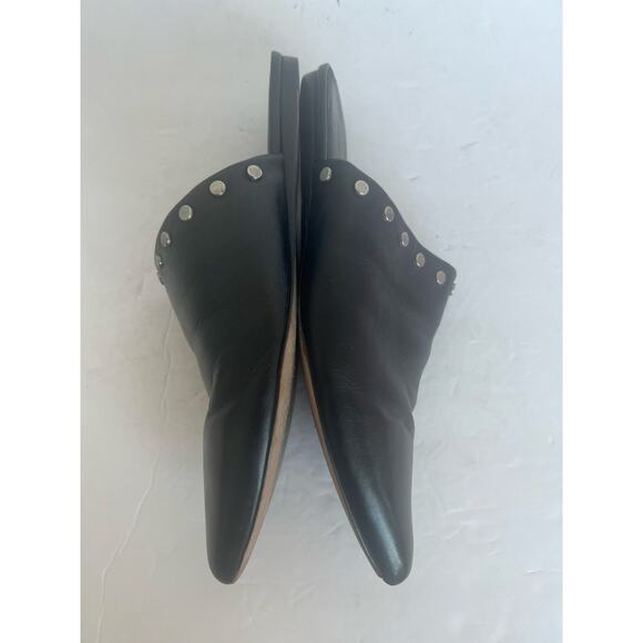 Bernardo Black Leather Studded Pointed Toe Slip On Flat Mule Shoes Sz 8M - Picture 6 of 11
